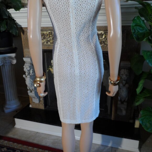 New Moschino CheapandChic White Crotchet Lace w/Pink Underlay SheathDress Size 8 - Picture 11 of 16